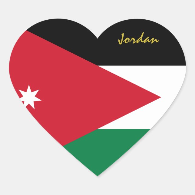 Autocollant du cœur de Jordanie, drapeau jordanien (Devant)