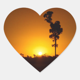 Autocollant du coeur du coucher de soleil