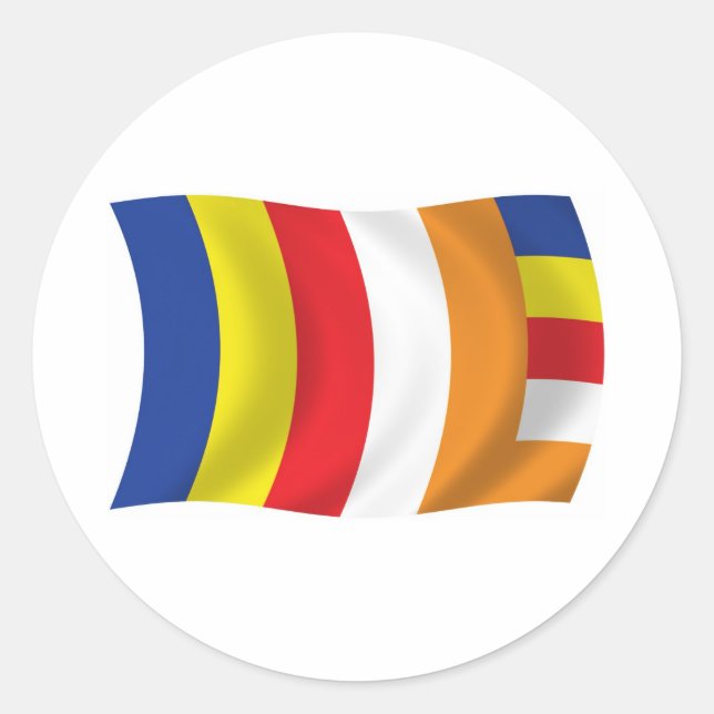Autocollant du drapeau de la religion bouddhiste (Devant)
