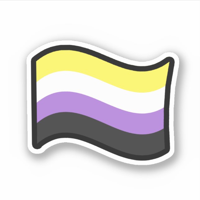 Autocollant du drapeau mignon non binaire (Devant)