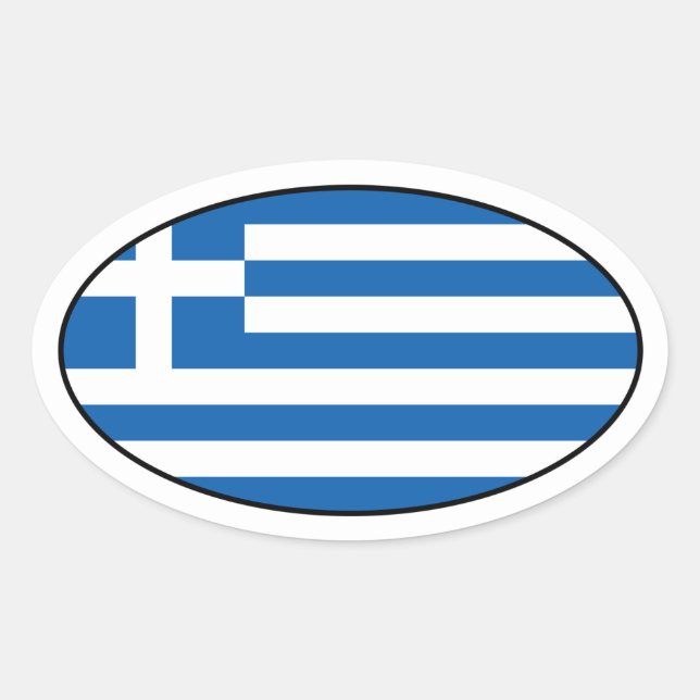 Autocollant du drapeau ovale de Grèce (Devant)