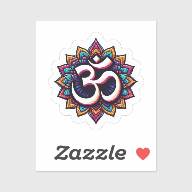 Autocollant du symbole de méditation Om indien (Feuille)