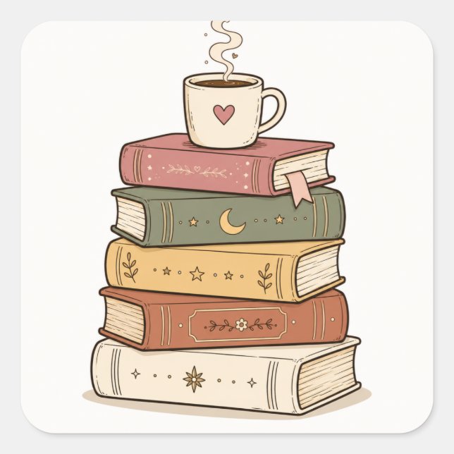 Autocollant d'une pile de livres pastel mignonne (Devant)