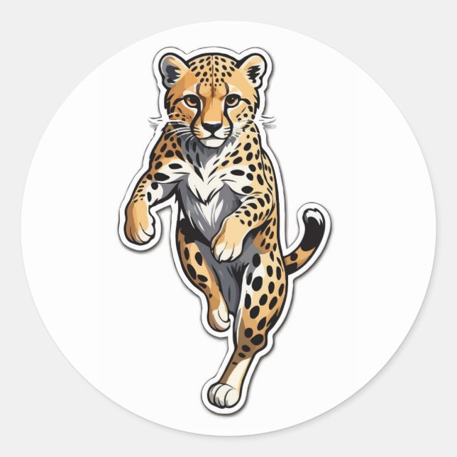 Autocollant dynamique Cheetah - Chat sauvage à cou (Devant)