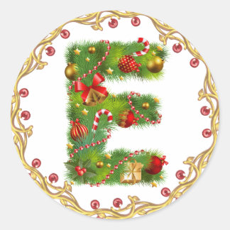 autocollant E monogramme initial de noël