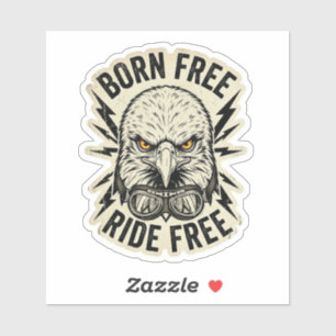 Autocollant Eagle Biker Born Free Ride Free
