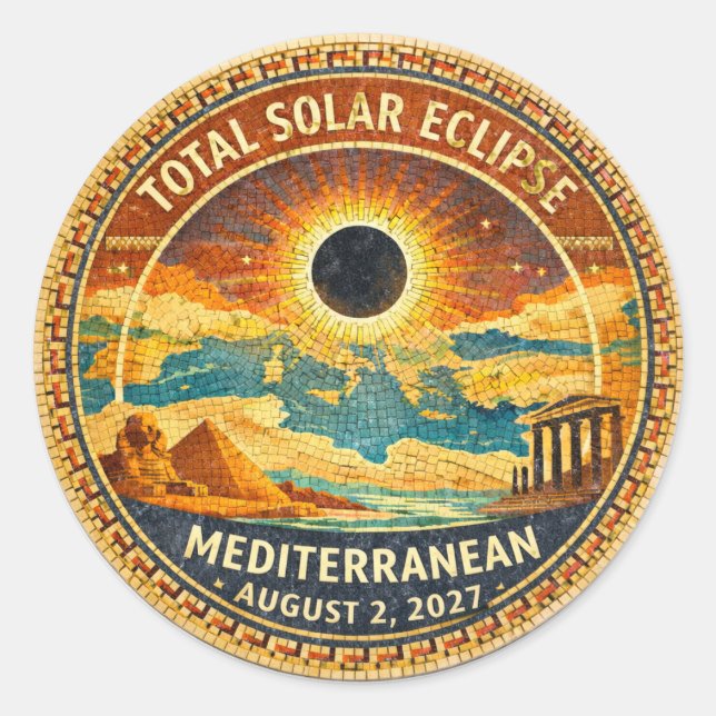 Autocollant Eclipse Totale de Soleil Mosaïque 2027 (Devant)