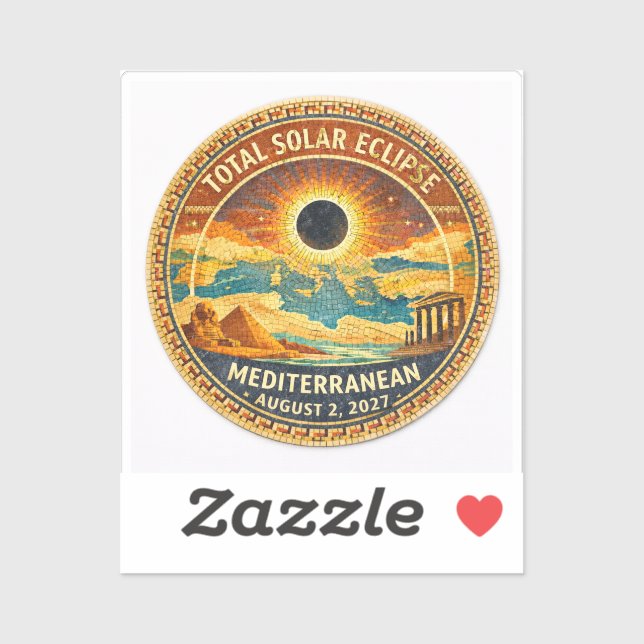 Autocollant Eclipse Totale du Soleil Mosaic 2027 (Feuille)