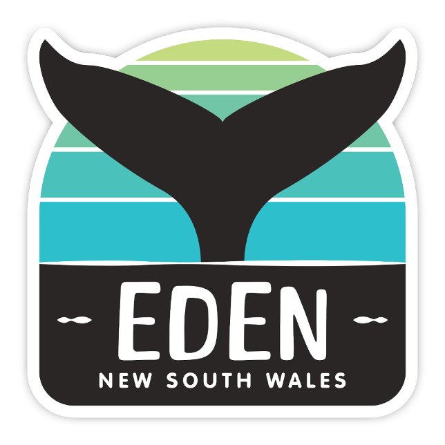 Autocollant Eden, Nouvelle-Galles du Sud Australie (Eden New South Wales Australia retro whale tail sticker)