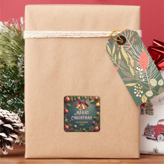 Autocollant éditable Cloches de Noël Élégantes (vacances)