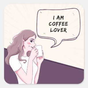 Autocollant Élégant Amateur de Café le café est