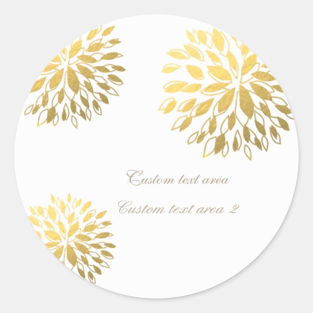 Autocollant élégant blanc floral moderne à feuille (Devant)