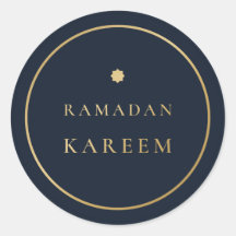Autocollant élégant bleu marine et or Ramadan Kare