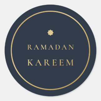 Autocollant élégant bleu marine et or Ramadan Kare