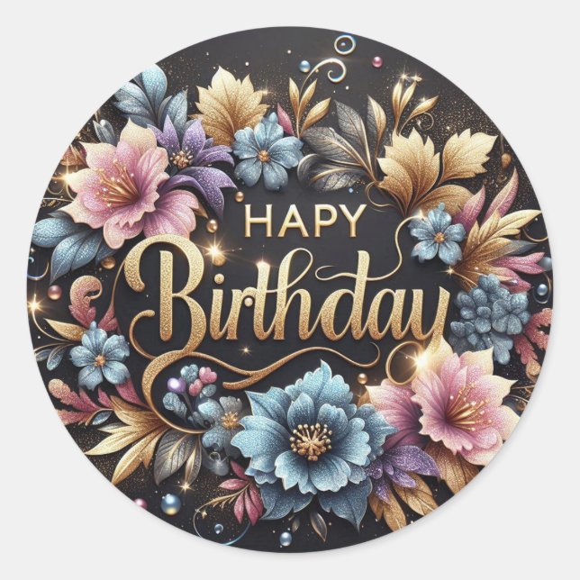 Autocollant élégant d'anniversaire  (Devant)