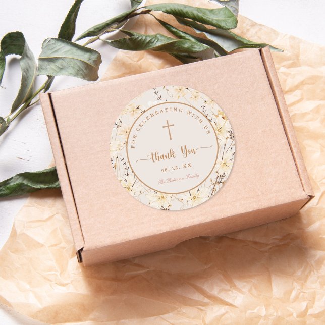 Autocollant élégant de baptême de fleur sauvage (Créateur téléchargé)