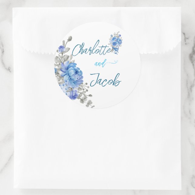 Autocollant élégant de fleurs bleues pour la douch (Sac)