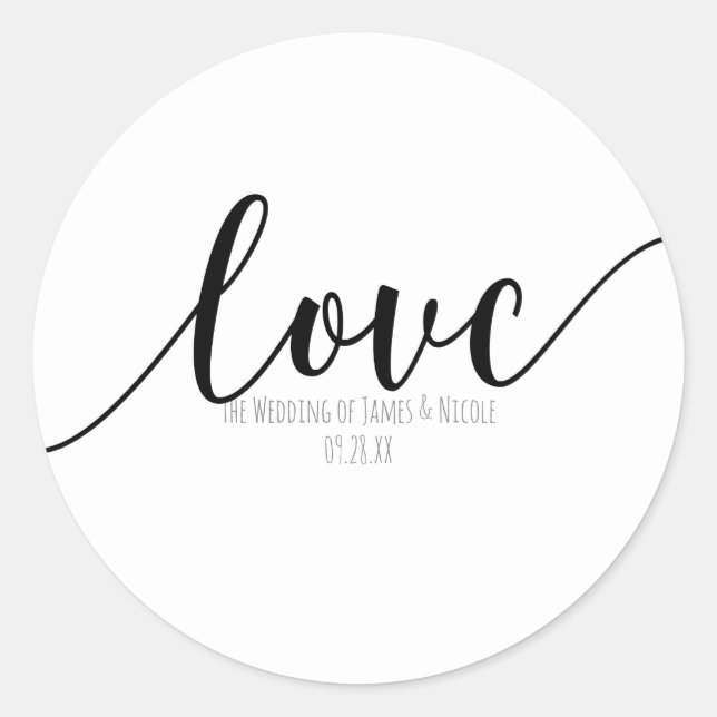 Autocollant élégant de type script noir LOVE (Devant)
