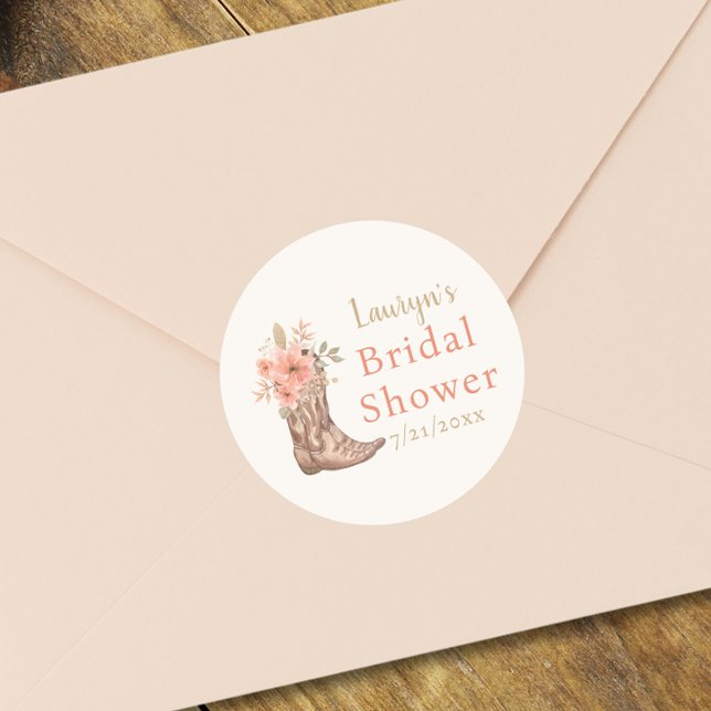 Autocollant Élégant Fleur Rose pour Enterrement de (Elegant Pink Floral Cowgirl Bridal Shower Sticker)