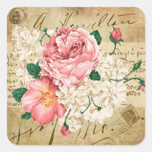 Autocollant élégant fleurs florales vintage