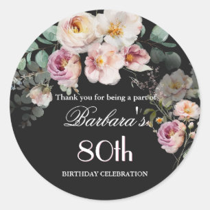 Autocollant Élégant Floral Aquarelle 80e Anniversa