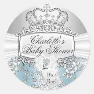 Autocollant élégant Little Prince Blue Baby Shower