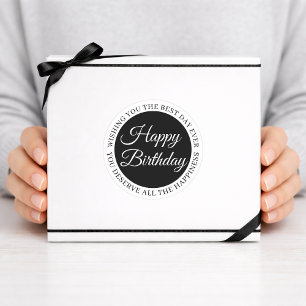 Autocollant élégant noir « Joyeux Anniversaire »