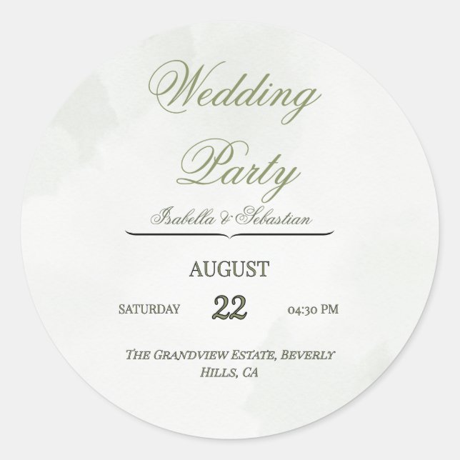 Autocollant élégant pour cadeau de mariage (Devant)