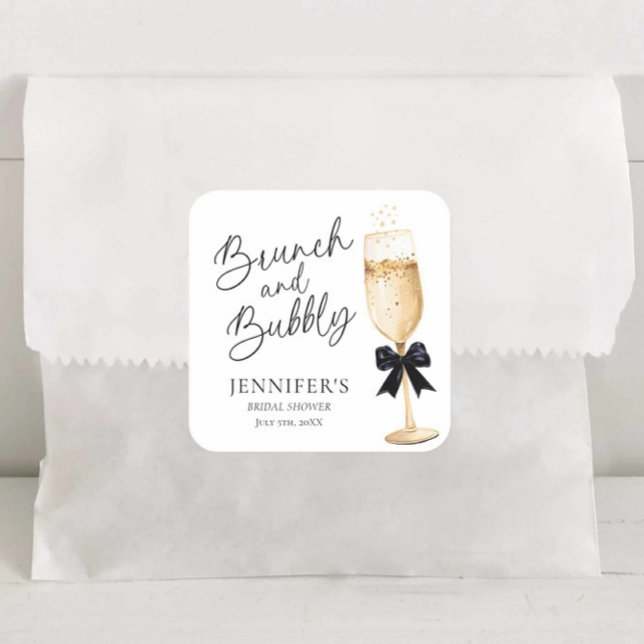 Autocollant élégant pour enterrement de vie de jeu (Brunch and Bubbly  Champagne Favor Sticker)