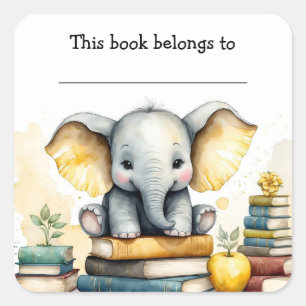 Autocollant éléphant et livres modifiables
