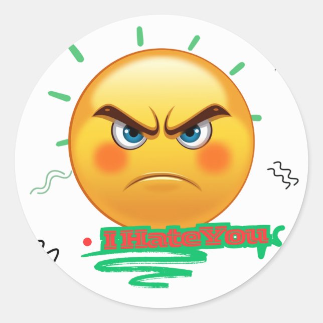Autocollant Émoji Colère Je Te Déteste (Devant)