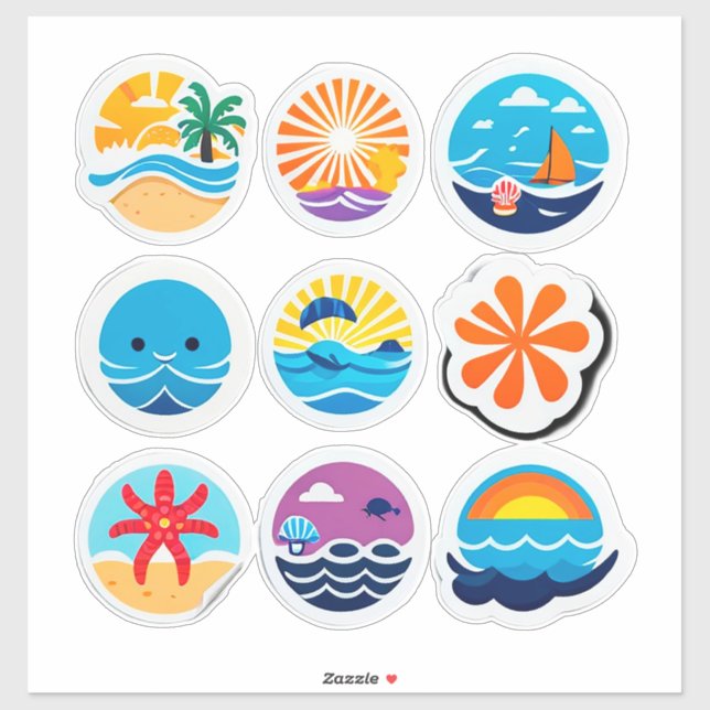 Autocollant Emoji Été Coloré (Feuille)