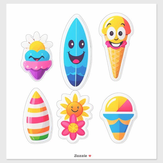 Autocollant Emoji Été Coloré (Feuille)