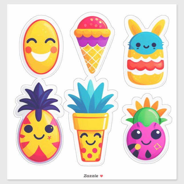 Autocollant Emoji Été Coloré (Feuille)