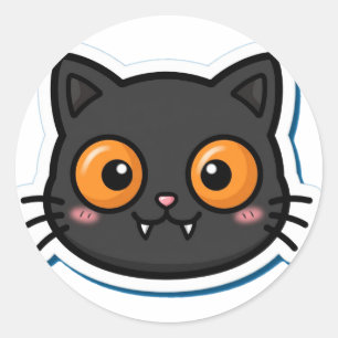 Autocollant Emoji Halloween Mignon Chat Noir Yeux