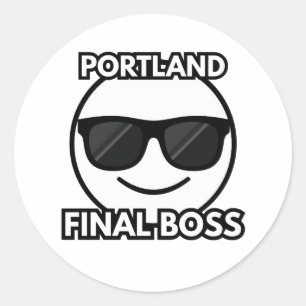 Autocollant Émoji Visage Cool du Boss Final de Por