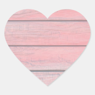 Autocollant en bois rose rustique en forme de cœur