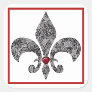 Autocollant en dentelle noire 1 Fleur De Lis