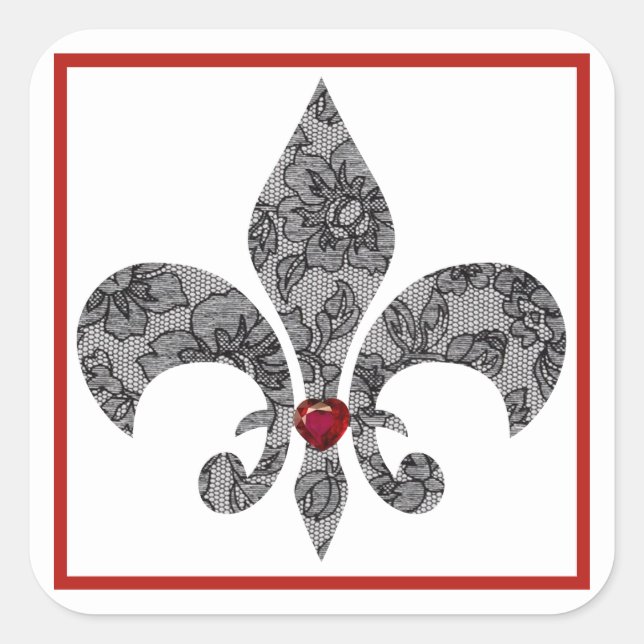 Autocollant en dentelle noire 1 Fleur De Lis (Devant)