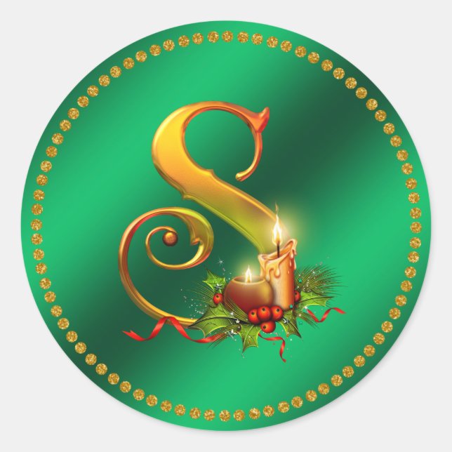 Autocollant en feuille de faux vert monogramme de  (Devant)