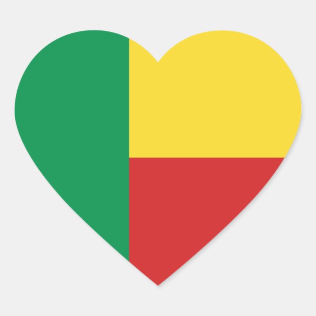 Autocollant en forme de cœur avec le drapeau du Bé (Devant)