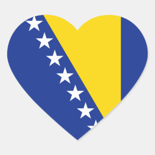 Autocollant en forme de coeur du drapeau de Bosnie
