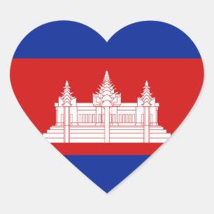 Autocollant en forme de coeur du drapeau du Cambod