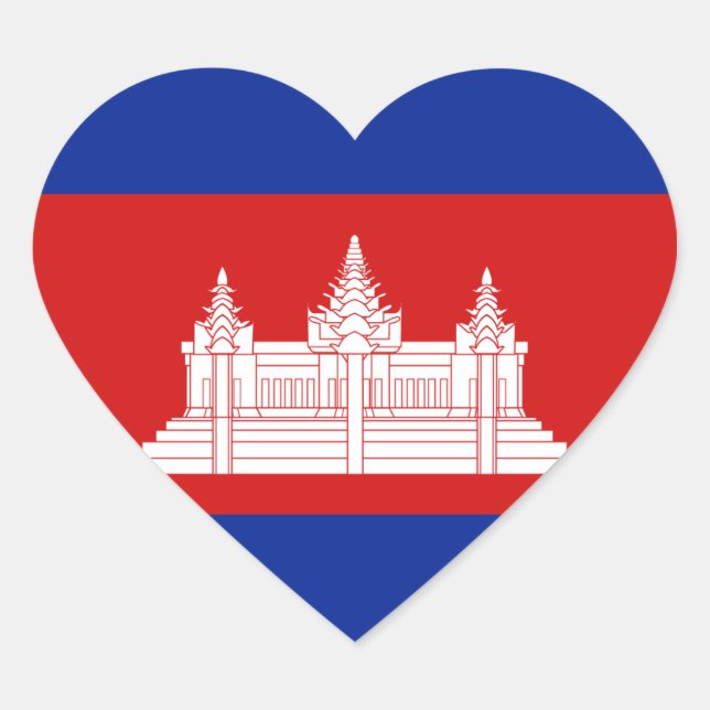 Autocollant en forme de coeur du drapeau du Cambod (Devant)