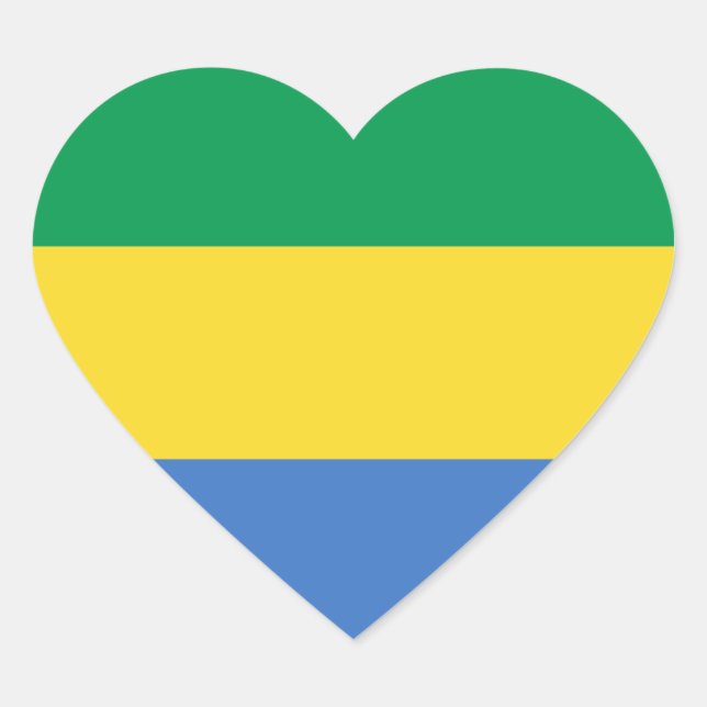 Autocollant en forme de coeur du drapeau du Gabon (Devant)