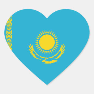 Autocollant en forme de coeur du drapeau du Kazakh