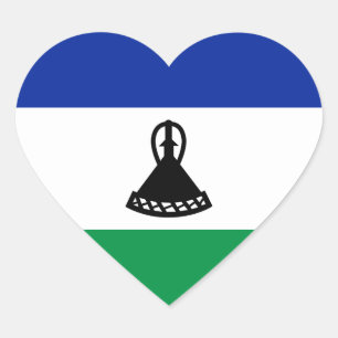 Autocollant en forme de coeur du drapeau du Lesoth