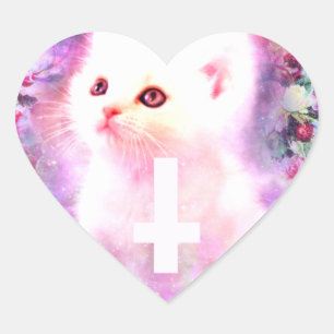 Autocollant en forme de coeur Pastel Cat