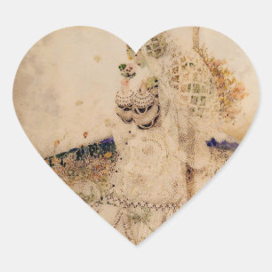 Autocollant en forme de cœur pour mariage Art Nouv