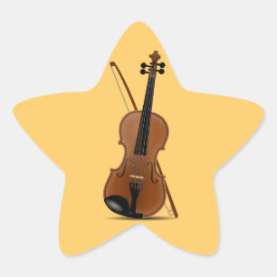 Autocollant en forme d'étoile violon et bow